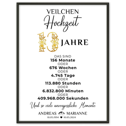 Personalisierte Geschenke Poster 13 Hochzeitstag zur Veilchenhochzeit 1