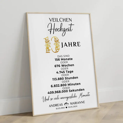 Personalisierte Geschenke Poster 13 Hochzeitstag zur Veilchenhochzeit