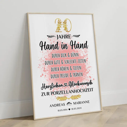 Personalisiertes Poster Geschenk 20 Hochzeitstag zur Porzellanhochzeit mit Namen 3