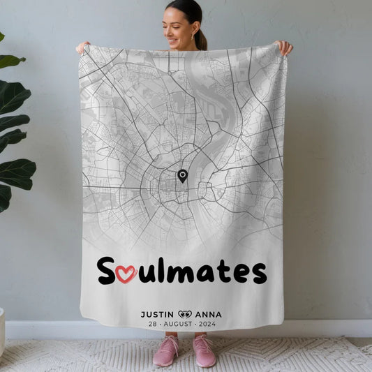 personalisierte stadtkarten decke schwarz weiss fur paare soulmates Stadtkarte für Paare 1