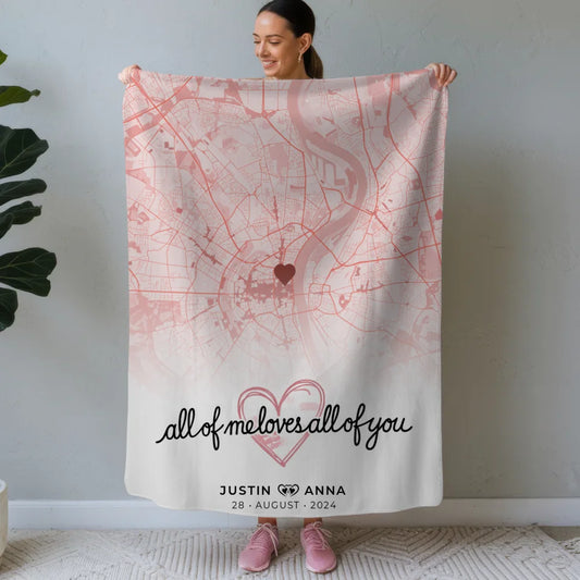 Personalisiert Roserot Stadtkarten Decke Paare All Of Me Loves You 1