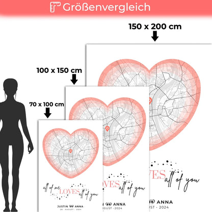 personalisiert stadtkarten decke paare herz all of me loves you 5