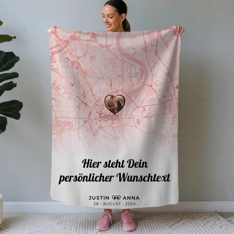 personalisierte stadtkarten decke fur paare mit wunschtext Stadtkarte für Paare 1