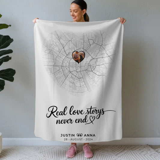 personalisierte stadtkarten decke fur paare herz real love storys Stadtkarte für Paare 1