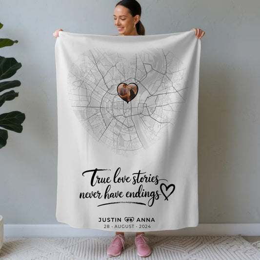 personalisierte stadtkarten decke fur paare herz true love stories Stadtkarte für Paare 1