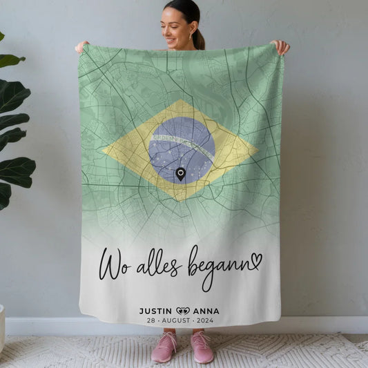 personalisierte stadtkarten decke paare brasilien urlaub wo alles begann Stadtkarte für Paare Urlaub 1