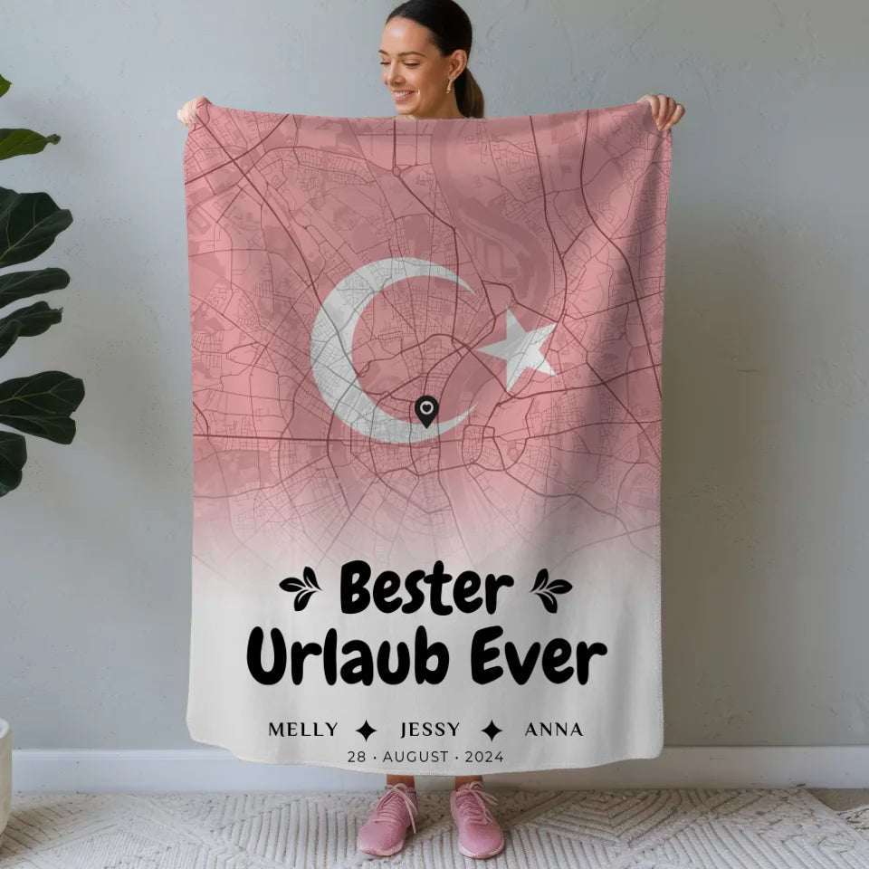 personalisierte decke fur freundinnen stadtkarte turkei bester urlaub ever Stadtkarte für Freundinnen Urlaub 1