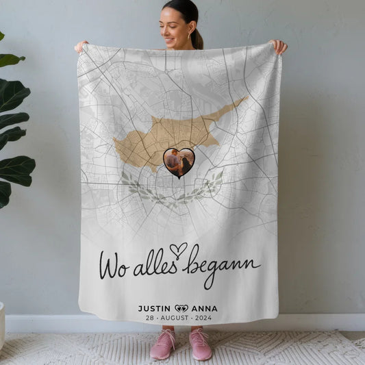 Personalisiert Foto Decke Paare Stadtkarte Zypern Wo Alles Begann 1