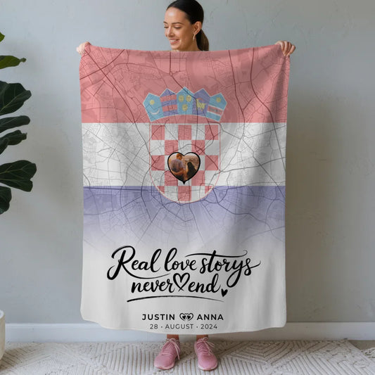 Personalisiert Foto Decke Paare Stadtkarte Kroatien Real Love Storys 1