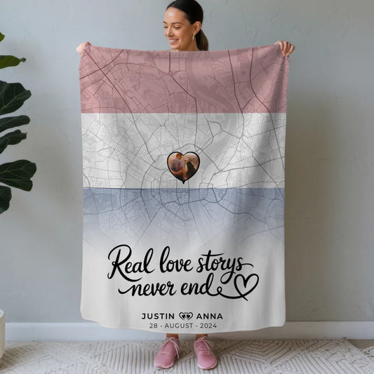 Personalisiert Foto Decke Paare Stadtkarte Niederlande Real Love Storys Never End 1