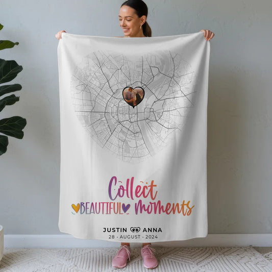 Personalisiert Stadtkarten Decke für Paare Herz Collect Beautiful Moments 1