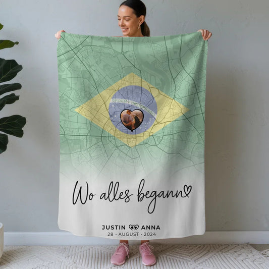 personalisierte foto decke fur paare stadtkarte brasilien wo alles begann Stadtkarte für Paare Urlaub 1