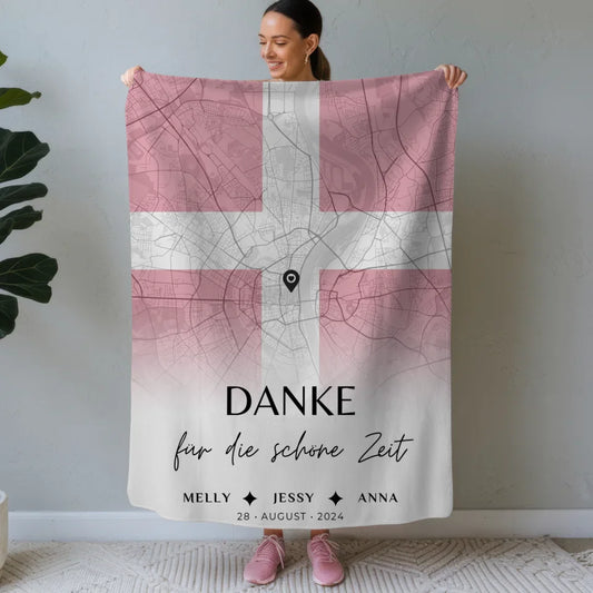 personalisierte decke fur schwester stadtkarte danemark danke fur die schone zeit Stadtkarte für Schwestern Urlaub 1