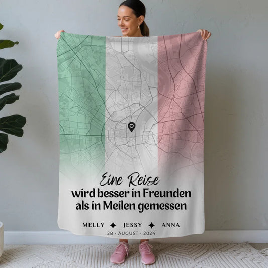 personalisierte decke freundinnen stadtkarte italien urlaub geschenk Stadtkarte für Freundinnen Urlaub 1