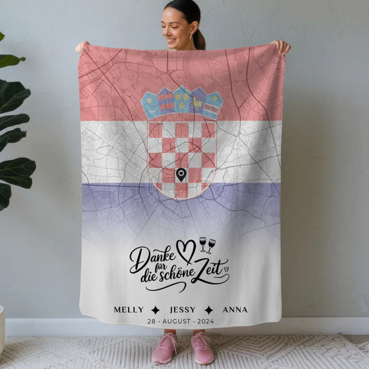 personalisierte decke fur schwester stadtkarte kroatien danke fur die schone zeit Stadtkarte für Schwestern Urlaub 1