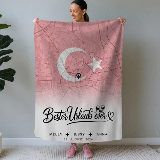 personalisierte decke freundinnen stadtkarte turkei bester urlaub ever Stadtkarte für Freundinnen Urlaub 1