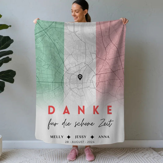 personalisierte decke schwester stadtkarte italien danke fur die schone zeit Stadtkarte für Schwestern Urlaub 1