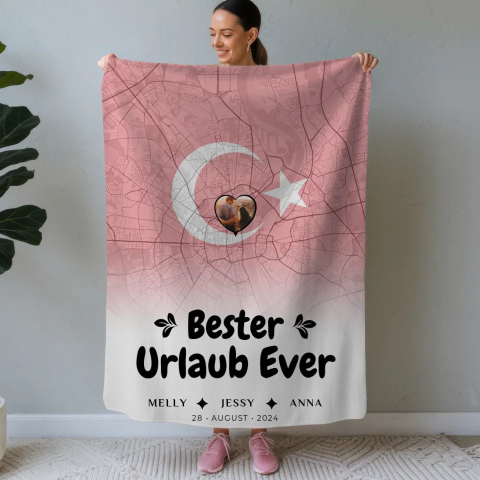 personalisierte decke freundinnen stadtkarte foto turkei bester urlaub ever Stadtkarte für Freundinnen Urlaub 1