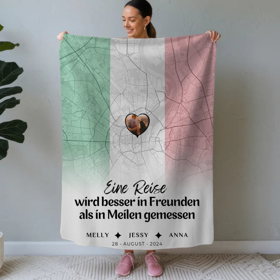 personalisierte decke fur freundinnen mit stadtkarte foto italien besser in freunden gemessen Stadtkarte für Freundinnen Urlaub 1