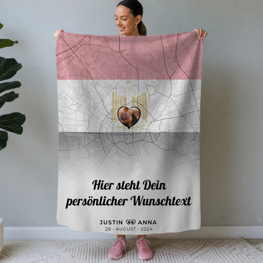 personalisierte decke paare stadtkarte foto agypten eigener wunschtext Stadtkarte für Paare mit Wunschtext 1