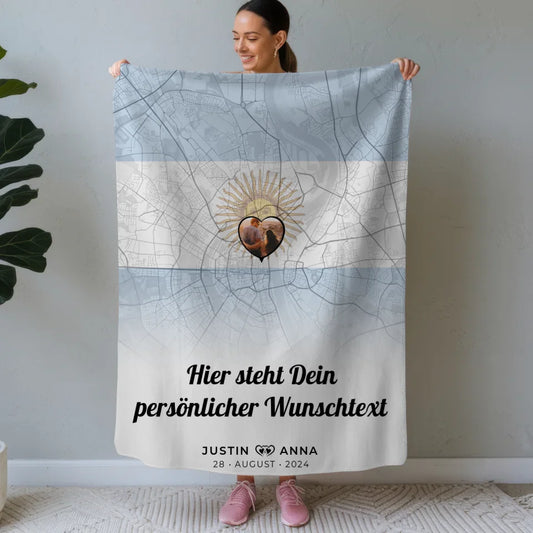 personalisierte decke paare stadtkarte argentinien foto eigener wunschtext Stadtkarte für Paare mit Wunschtext 1