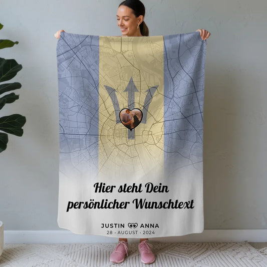 personalisierte decke paare stadtkarte foto barbados wunschtext Stadtkarte für Paare mit Wunschtext 1