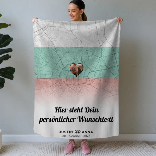 personalisierte decke paare stadtkarte bulgarien foto wunschtext Stadtkarte für Paare mit Wunschtext 1