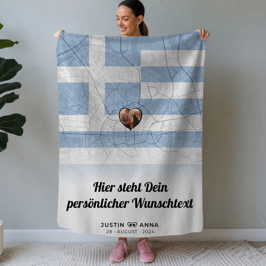 personalisierte decke paare stadtkarte griechenland foto eigener wunschtext Stadtkarte für Paare mit Wunschtext 1