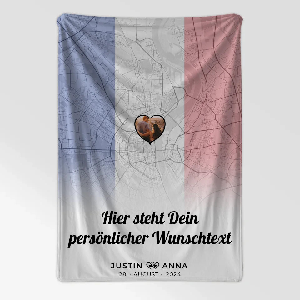 personalisierte decke paare stadtkarte foto frankreich eigener wunschtext 7