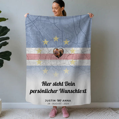 personalisierte decke fur paare stadtkarte foto kapverden wunschtext Stadtkarte für Paare mit Wunschtext 1