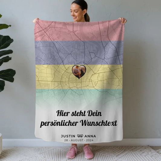 personalisierte decke paare stadtkarte foto mauritius wunschtext Stadtkarte für Paare mit Wunschtext 1