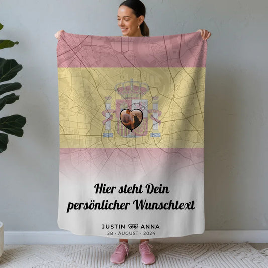 personalisierte decke paare stadtkarte foto spanien wunschtext Stadtkarte für Paare mit Wunschtext 1