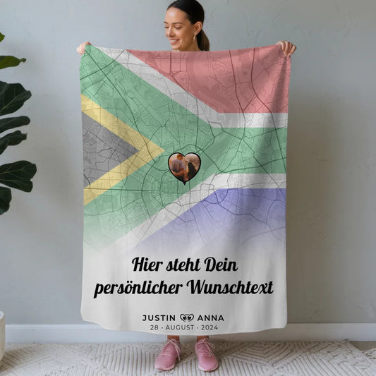 personalisierte decke paare stadtkarte foto sudafrika eigener wunschtext Stadtkarte für Paare mit Wunschtext 1