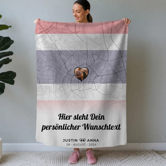 personalisiert decke paare stadtkarte foto thailand eigener wunschtext Stadtkarte für Paare mit Wunschtext 1