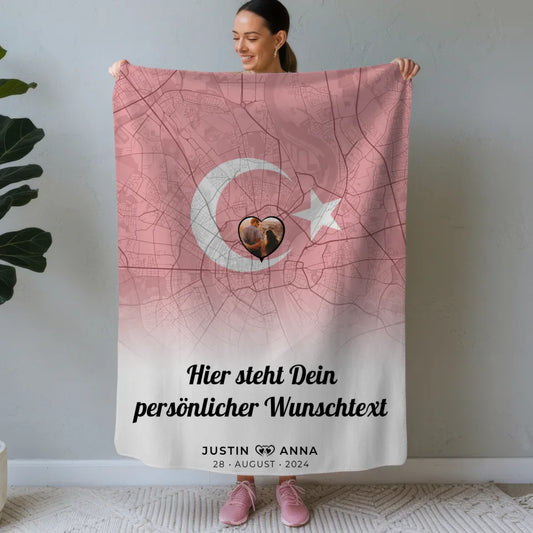 personalisiertes decke paare stadtkarte foto turkei wunschtext Stadtkarte für Paare mit Wunschtext 1