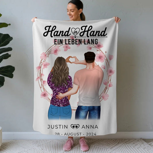Personalisierte Decke Paare Figuren Hand In Hand Ein Leben Lang 1