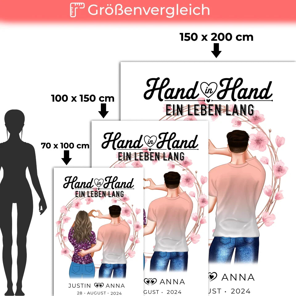 personalisierte decke paare figuren hand in hand ein leben lang 5