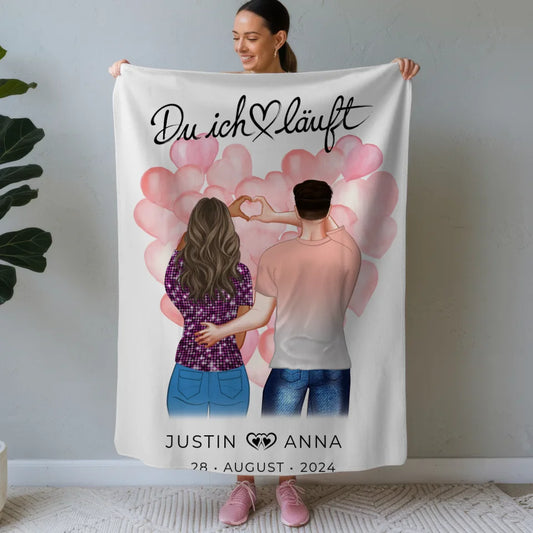 personalisierte decke fur paare du ich lauft figuren mit namen Paar Figuren Bild mit Spruch 1