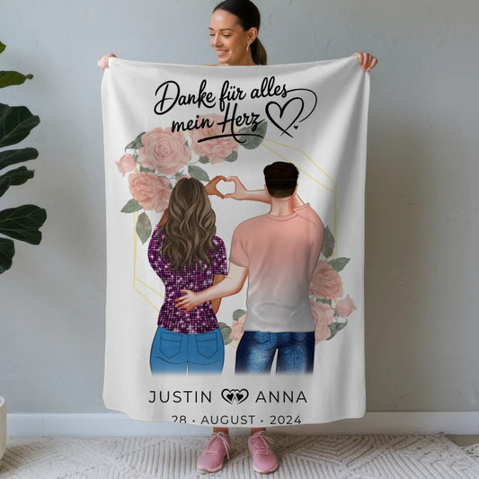 Personalisierte Decke Paare Figuren Danke Für Alles Mein Herz 1