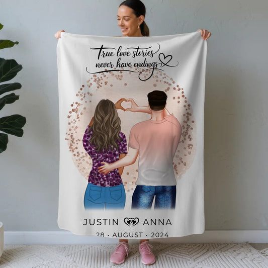 Personalisierte Decke Paare Figuren True Love Stories mit Namen & Datum 1