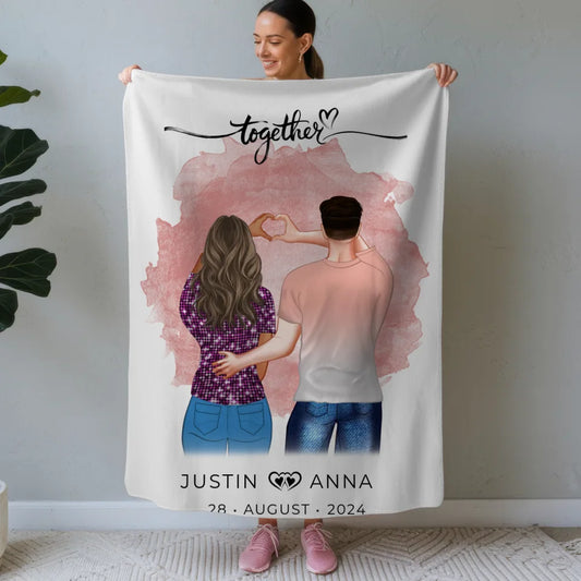 Personalisierte Decke Paare Figuren Together mit Namen Verliebte 1