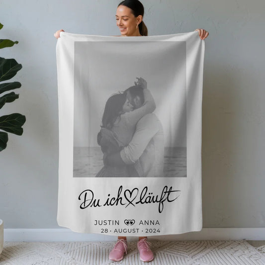 Personalisierte Foto Decke für Paare mit Namen Du Ich Läuft 1