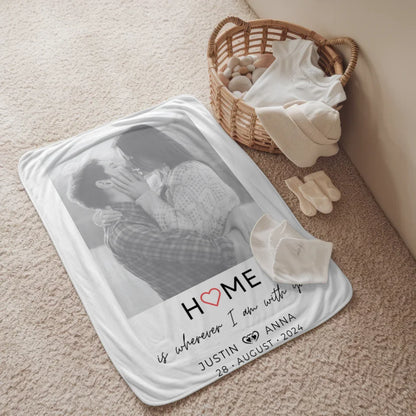 personalisierte foto decke fur paare mit namen home is wherever i am with you 2