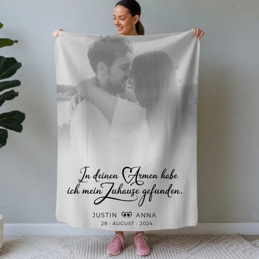 Personalisierte Decke Paare Foto Black & White Zuhause Gefunden 1