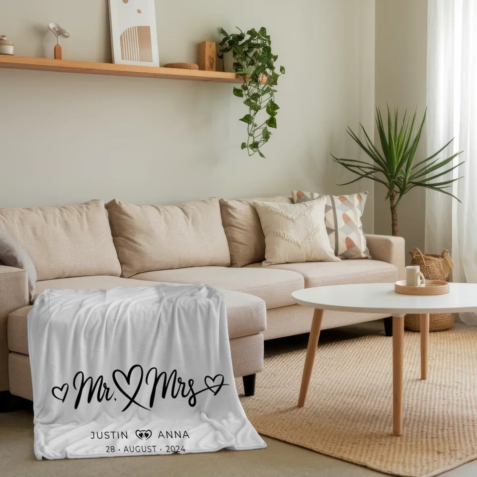 personalisiert decke paare foto schwarz weiss mr mrs namen 4