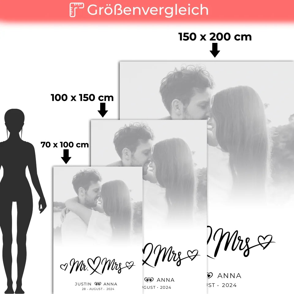 personalisiert decke paare foto schwarz weiss mr mrs namen 5