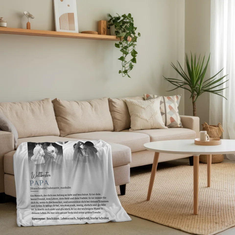 personalisierte decke nach definition papa mit 5 fotos black white 4