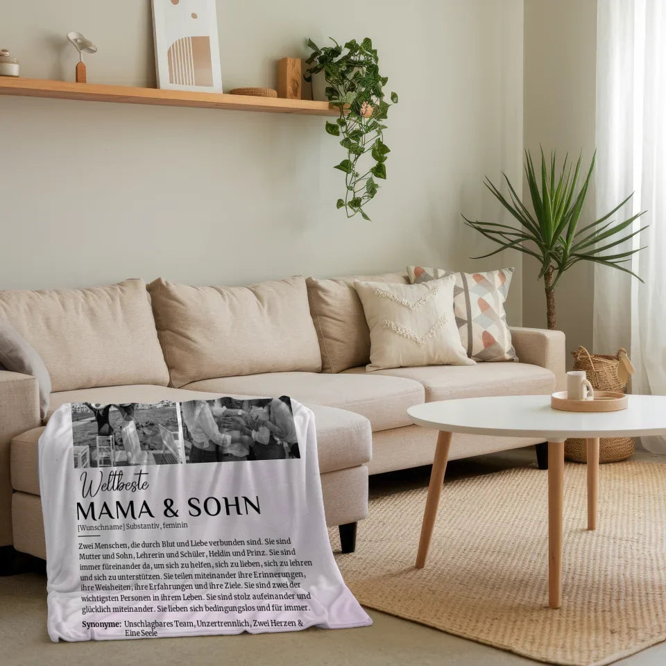 personalisierte decke definition mama sohn 5 fotos black white lila 4