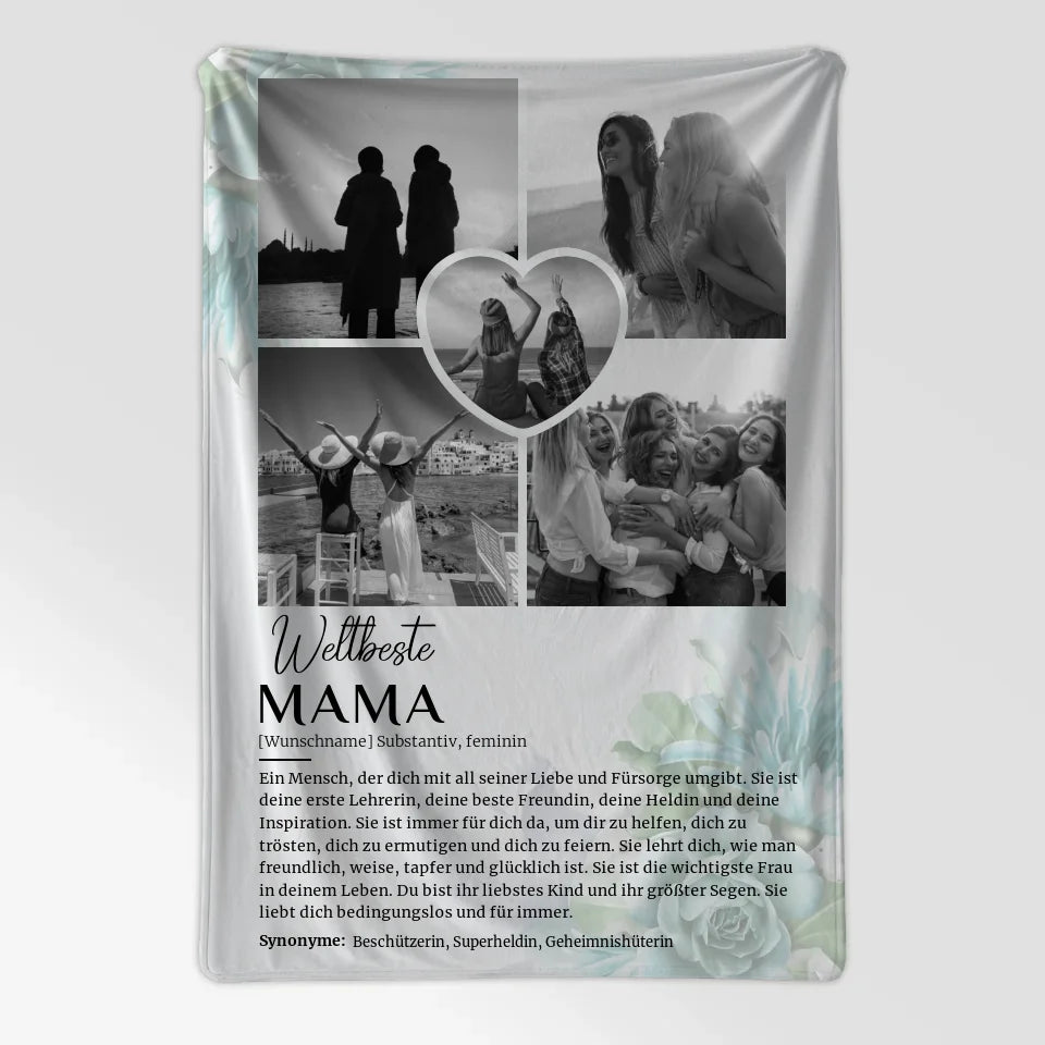 personalisierte decke definition mama 5 fotos schwarz weiss floral blau 7