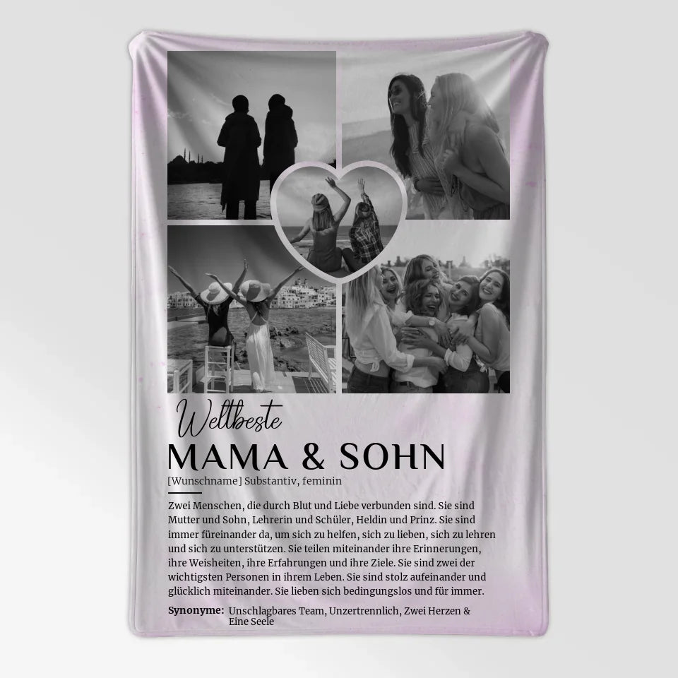 personalisierte decke definition mama sohn 5 fotos black white lila 7